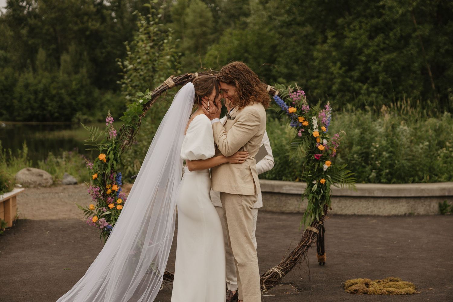 Bride and groom sharing first look | wedding photography