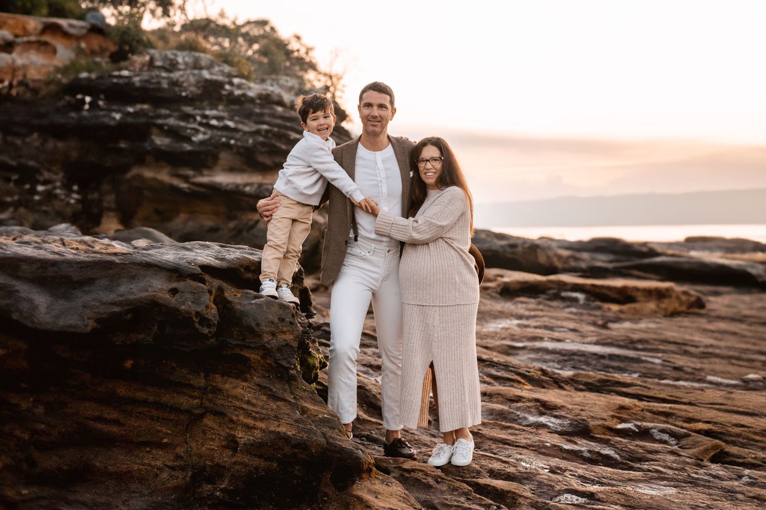pregnancy photoshoot in mosman balmoral during sunrise