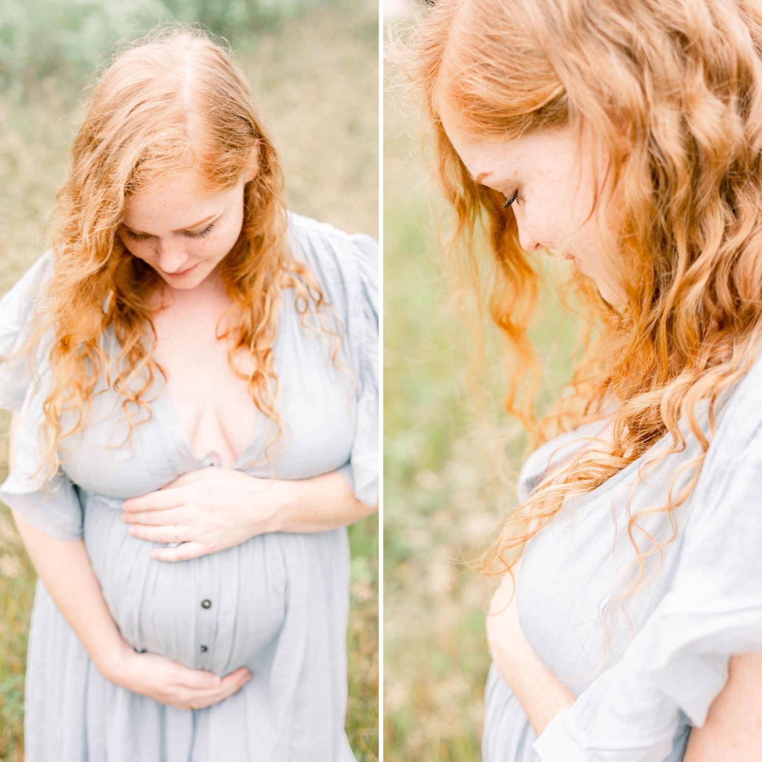 Maternity photography session at field in Augusta Georgia.