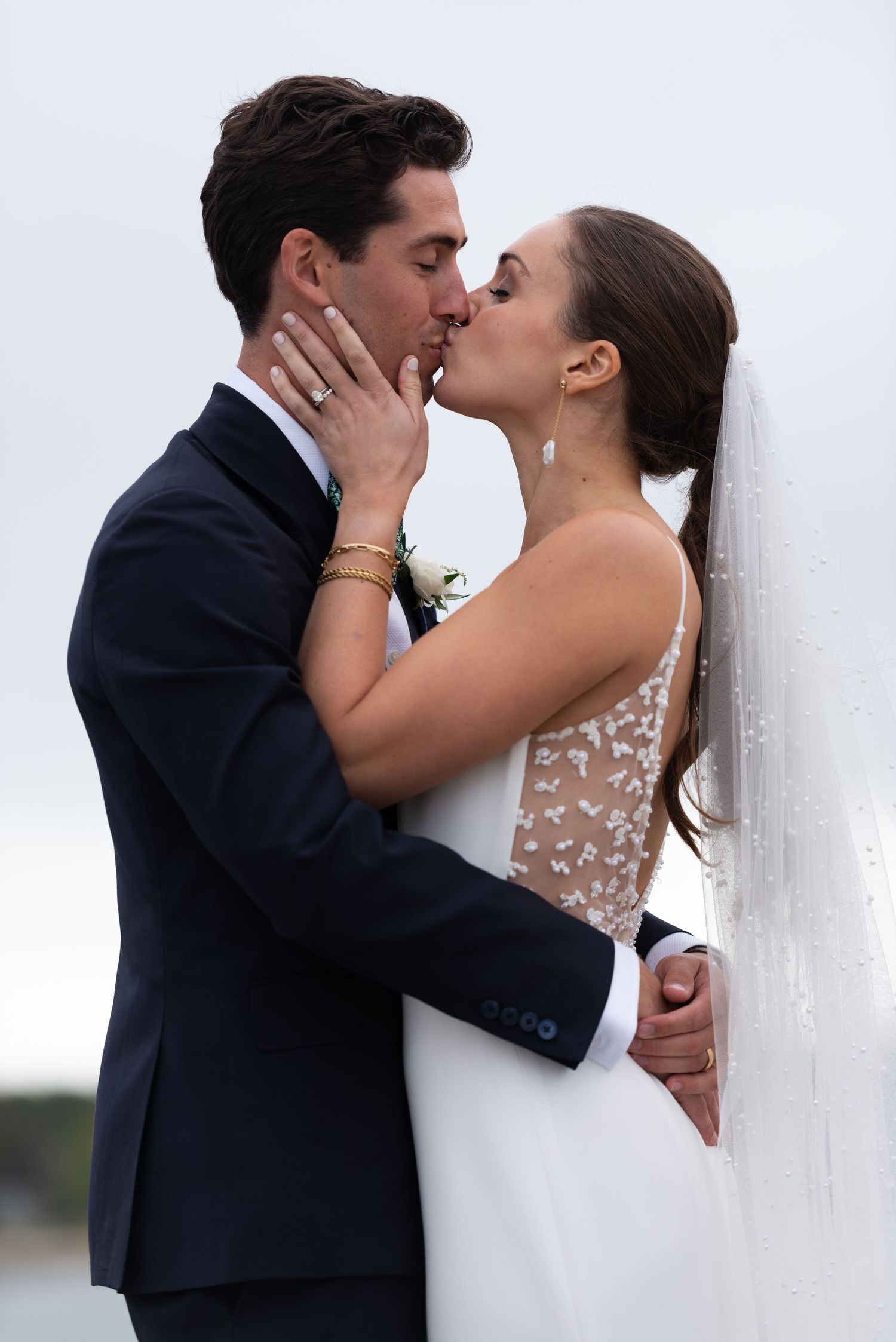 Bride and Groom kiss after their wedding Wentworth By the Sea Country Club NH Leah Ramuglia Photography