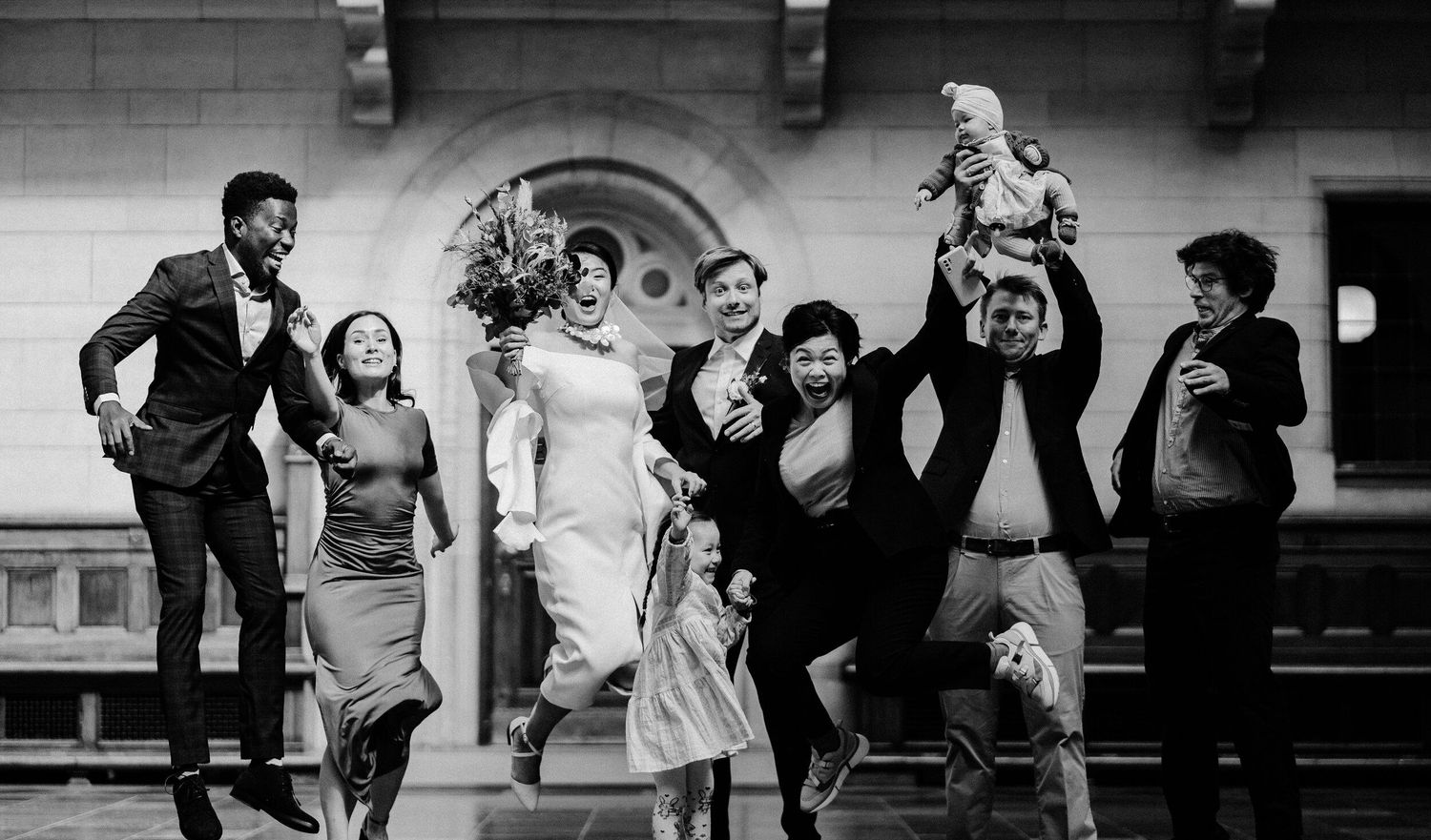 super fun wedding group photo