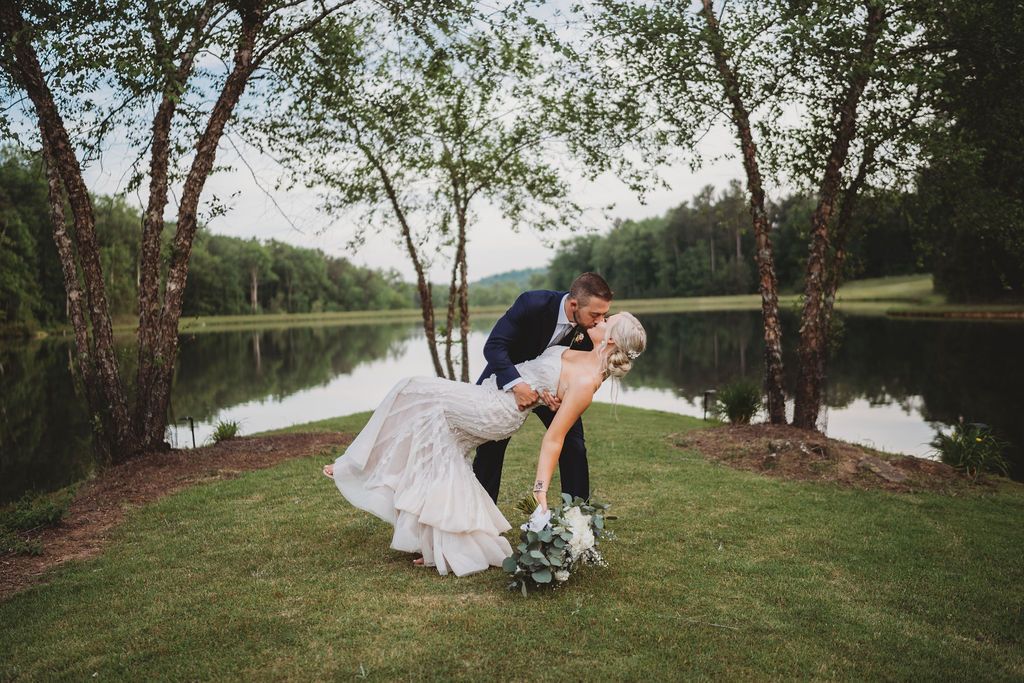 bride and groom dipping Dallas GA