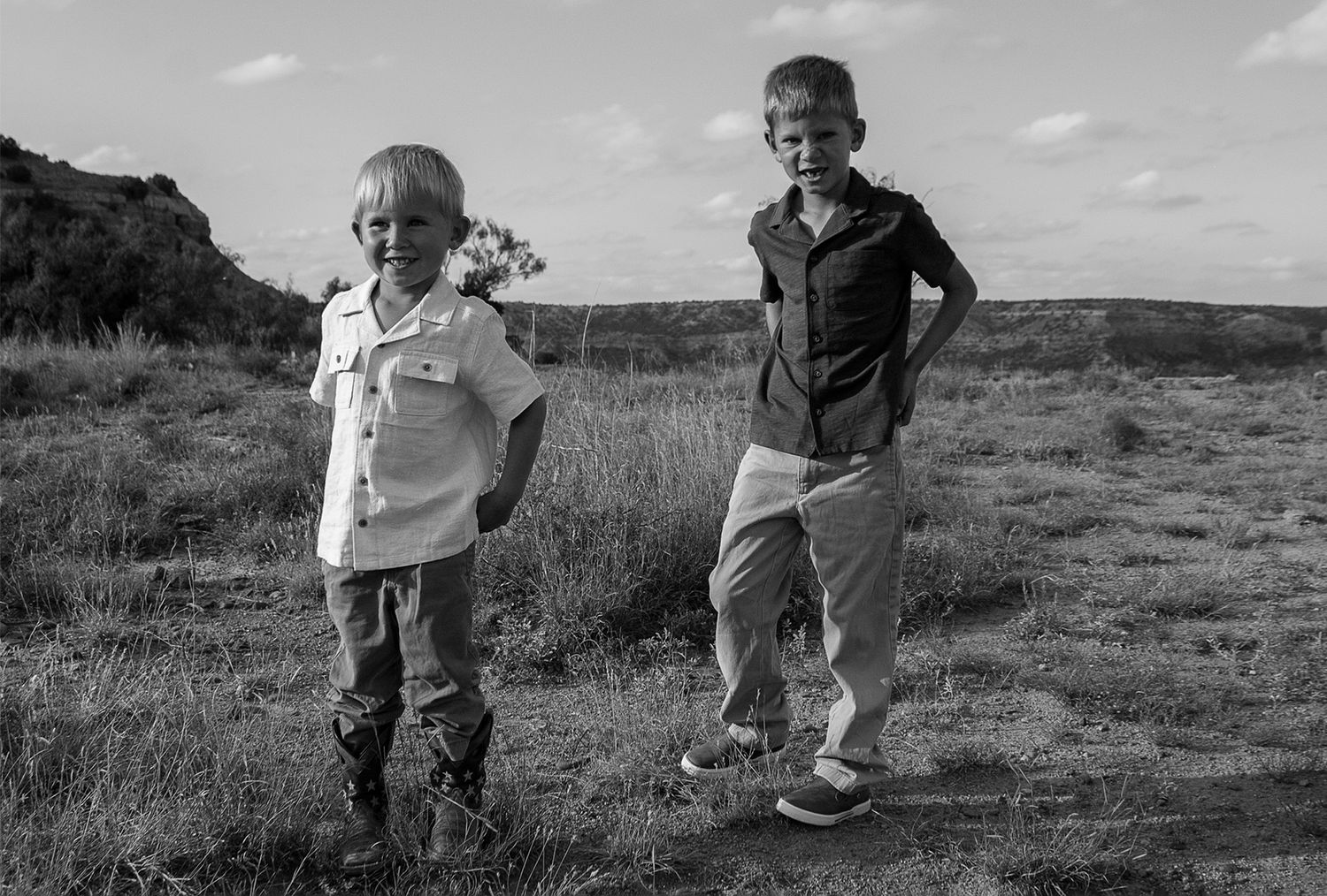 Two brothers during a family photo session at Palo Duro Canyon State Park in Canyon, Texas