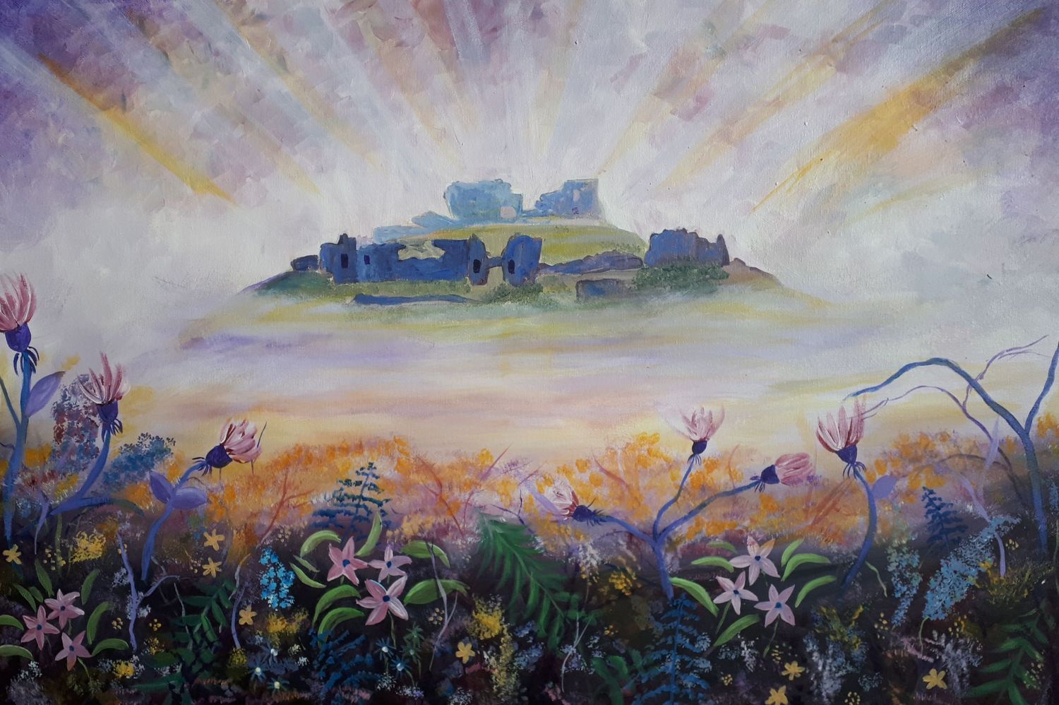 The Rock of Dunamaise, Laois. Painting by Pauline Mc Evoy, Heyday Studios, Portlaoise
