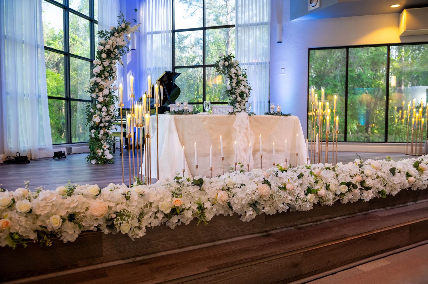 Beautiful wedding decor in a reception hall that was photographed by South Florida wedding photographers.