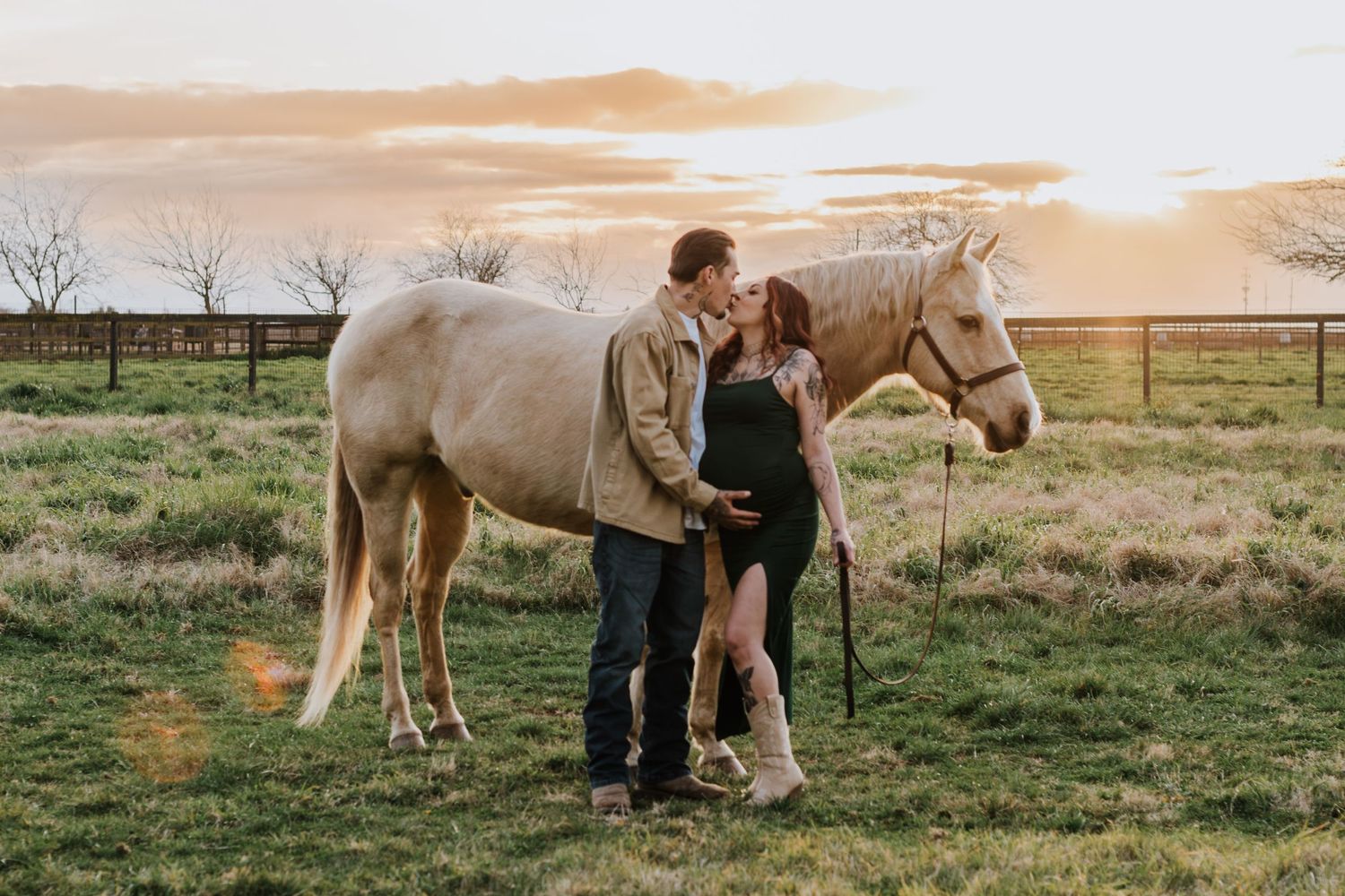 A maternity photoshoot in the Central Valley with a horse at West 12 Ranch in Lodi.