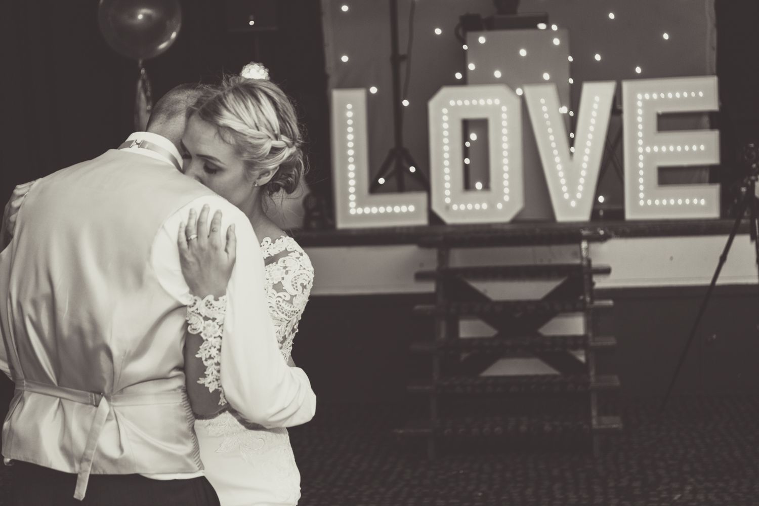 a couple having their first dance at their wedding reception in wolverhampton