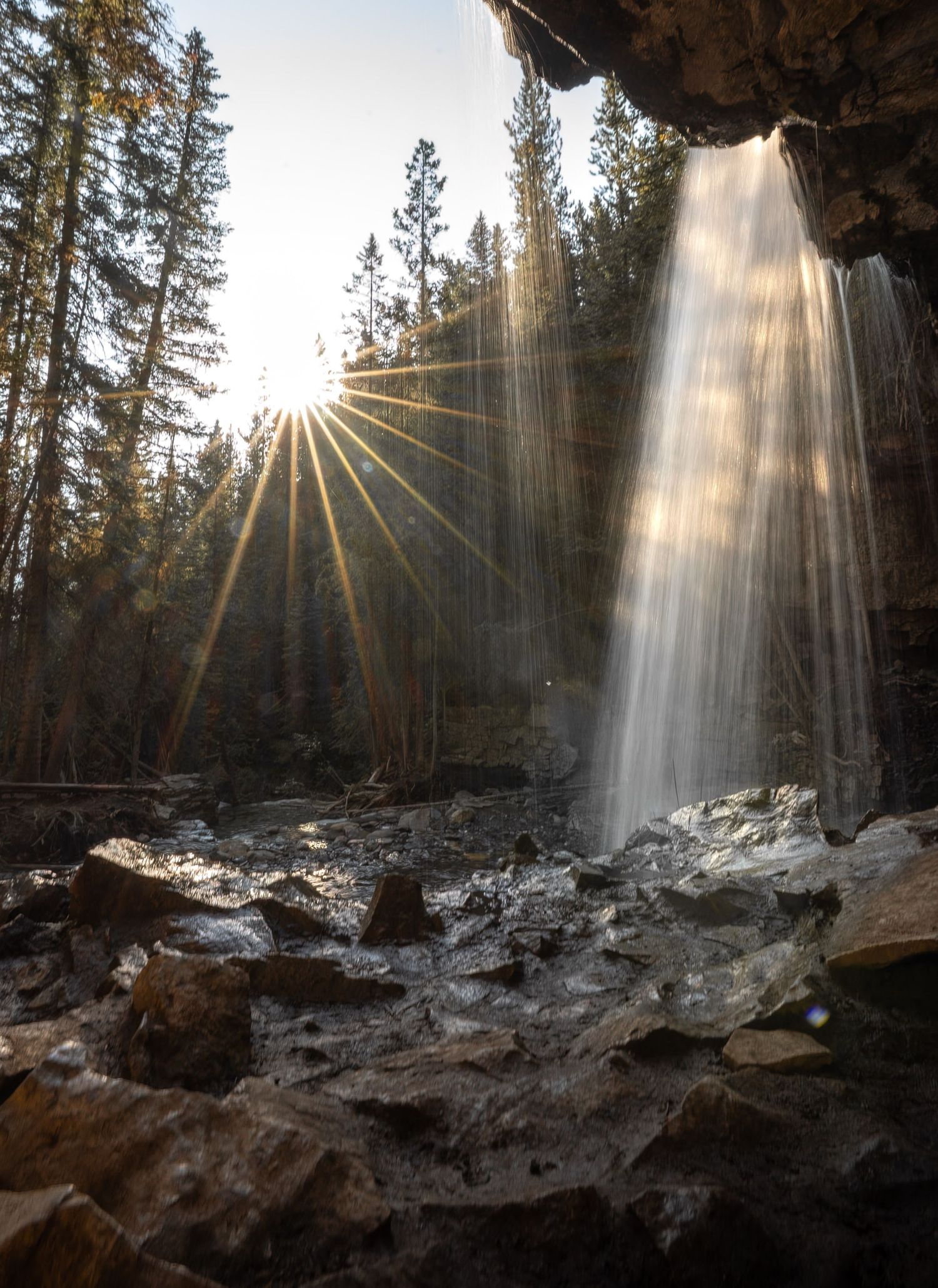 Sunrise at Troll Falls in Kananaskis, Alberta, Canada.