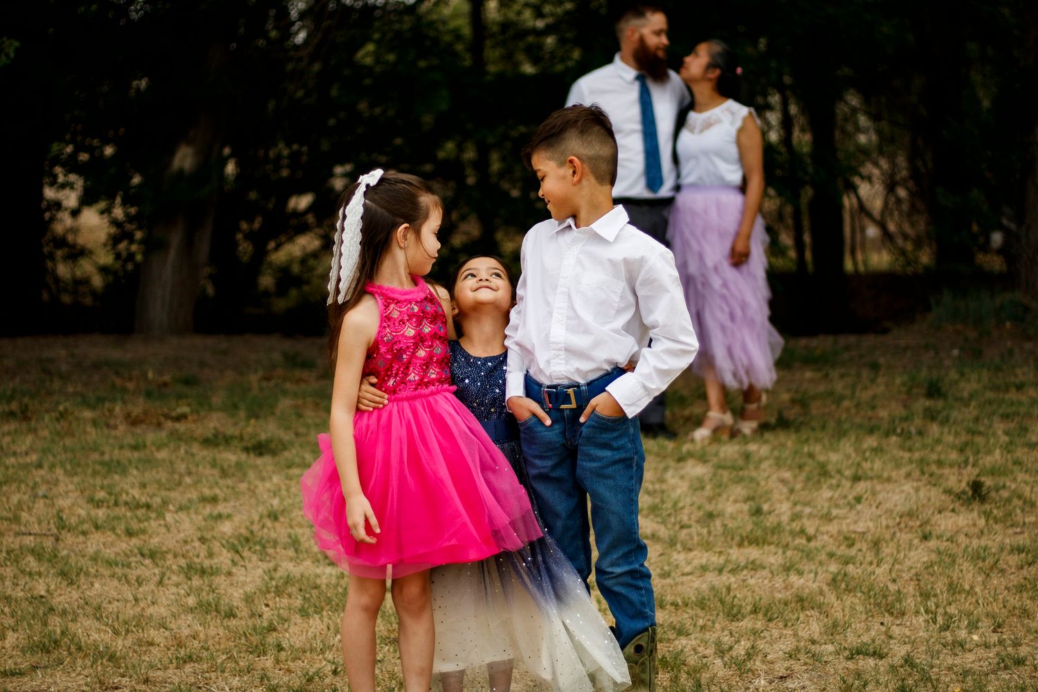 A family of five during a family photo session at The League House in Amarillo, Texas