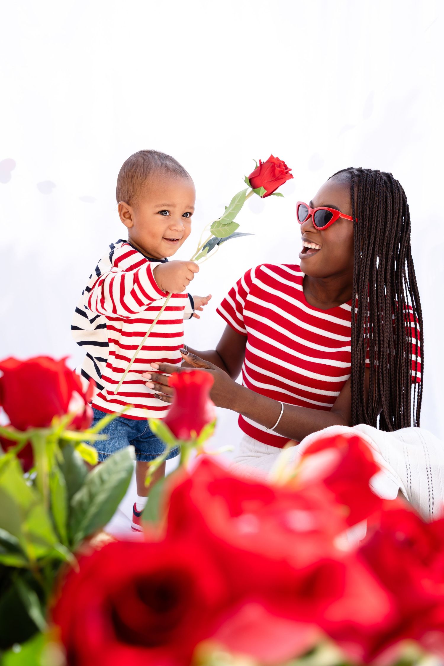 Valentines day photoshoot abu dhabi outdoor red and white rose