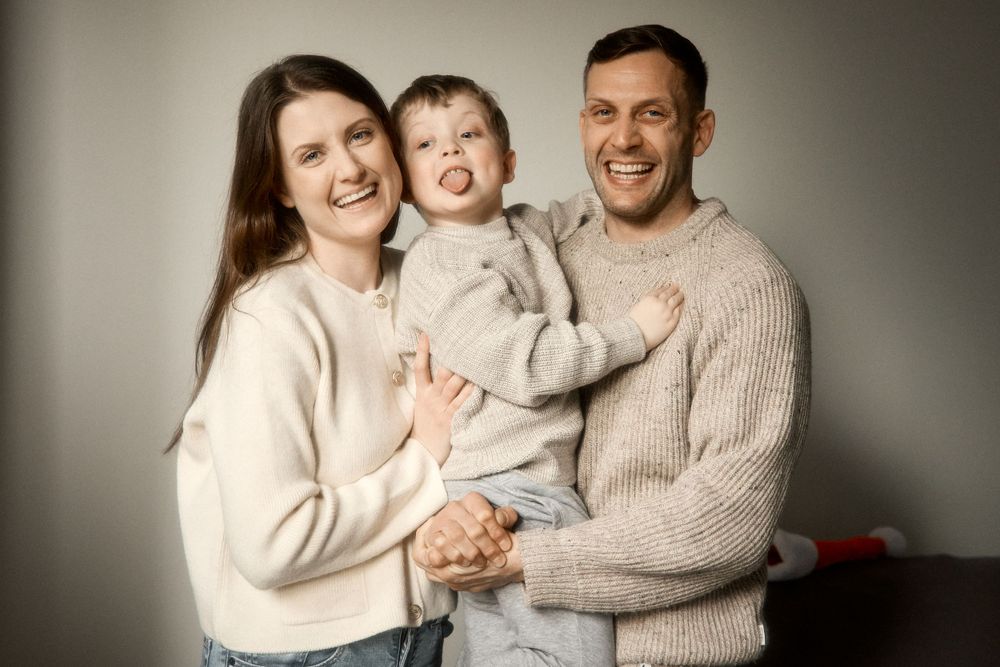 family portrait with silly faces