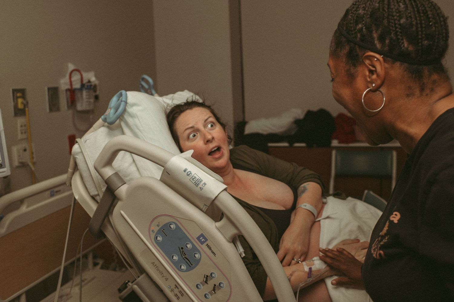 Chesapeake mom finding out the weight of her new baby boy that she just gave birth to.
