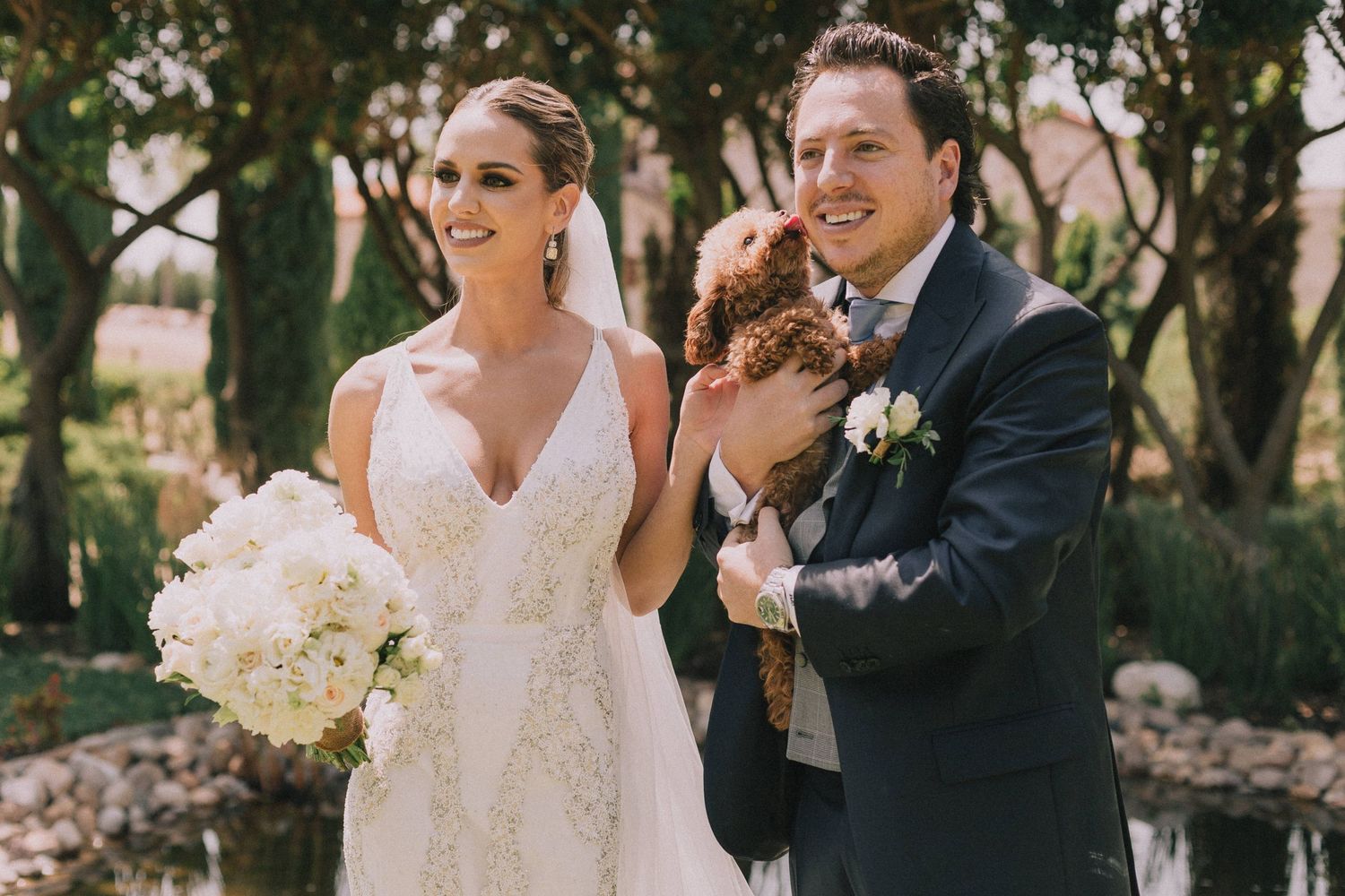 Wedding celebration moments captured in natural outdoor setting.