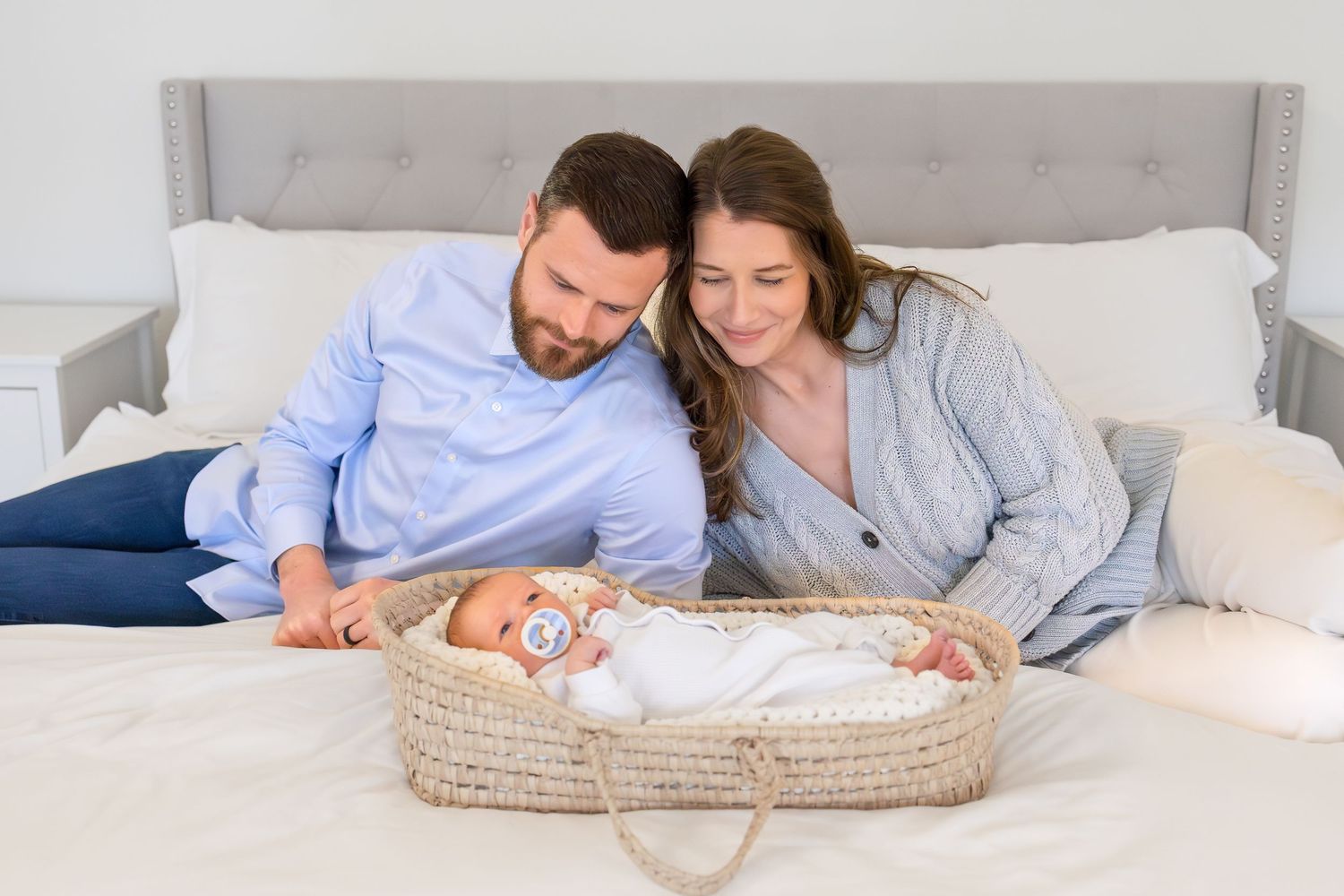 Lifestyle in-home newborn session near Athens, GA baby with parents