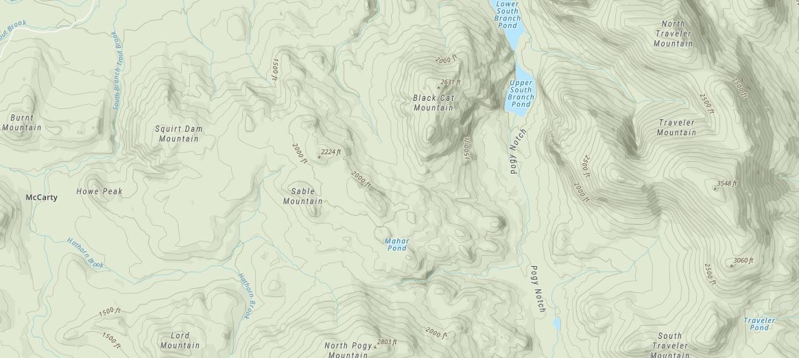 TOPP map of the mountains of maine