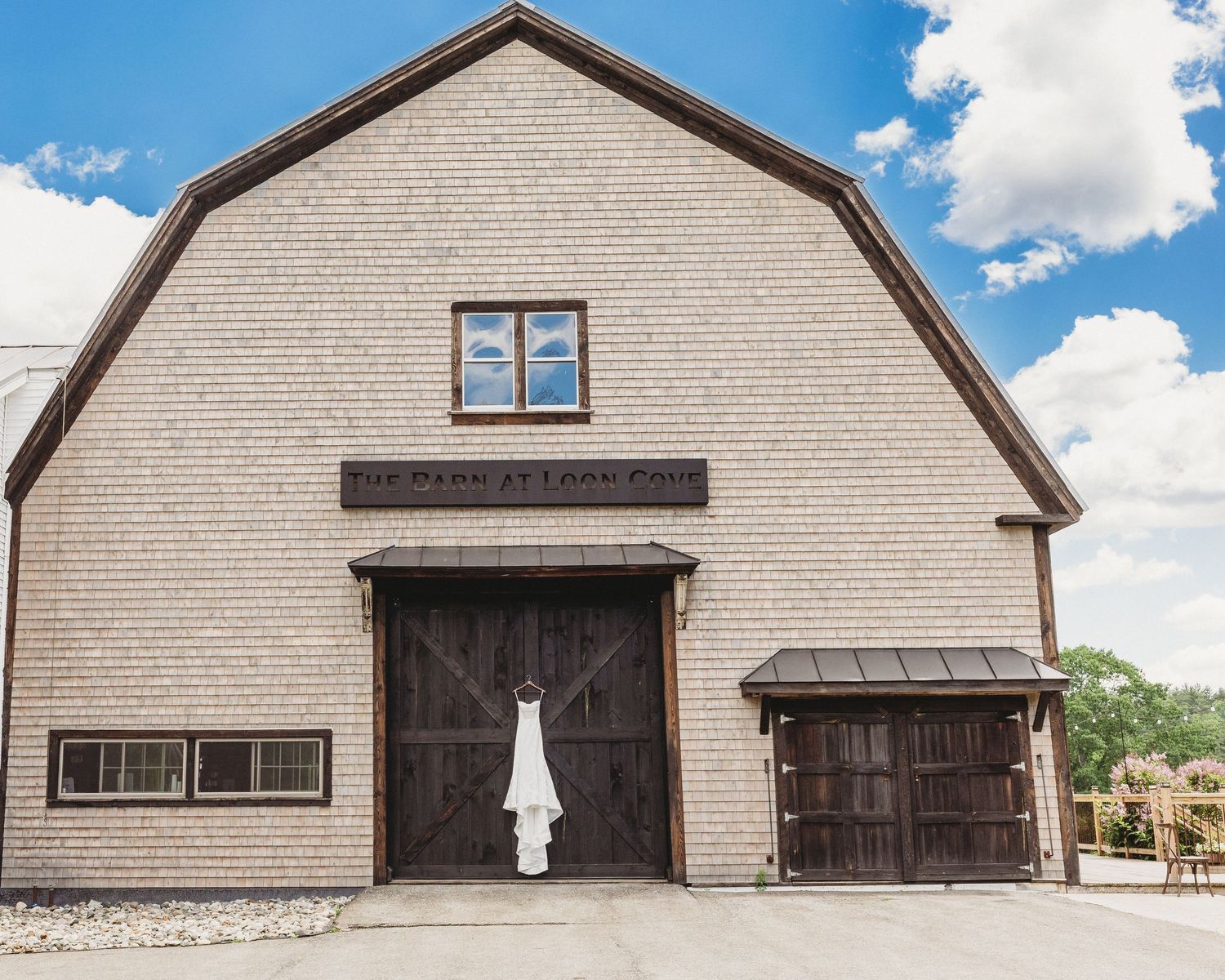 Dress detail shot at the barn at loon cove shot by maine wedding photographer gallagher photography