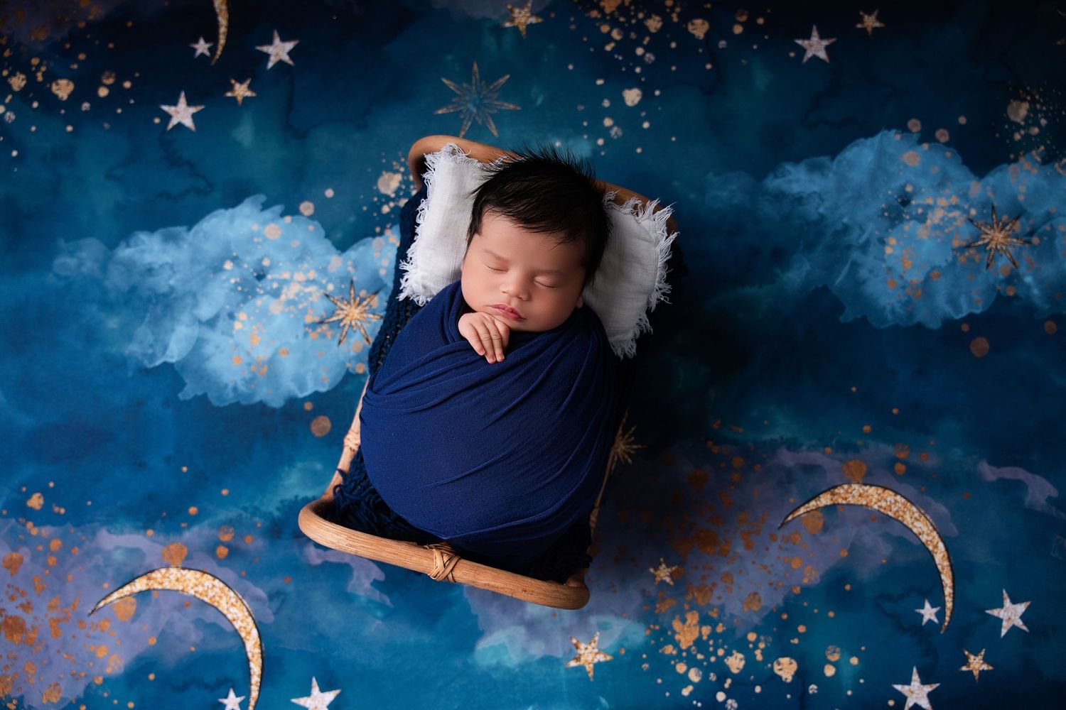 midland tx newborn photographer Midland TX newborn photographer cozy wrapped baby session photographers midland tx posed newborn in bed prop