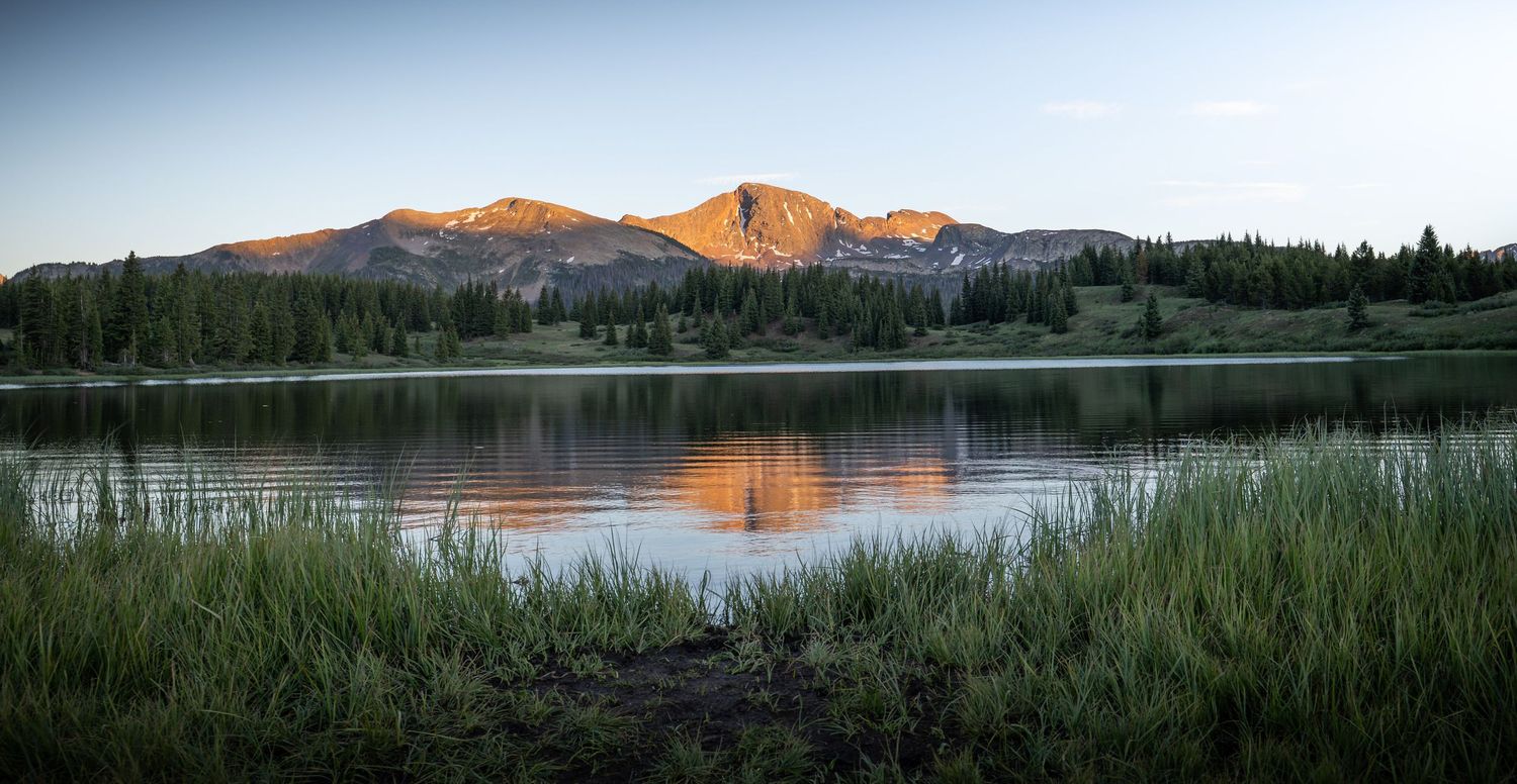 Sunset at Little Molas Lake in the San Juan Mountains in Colorado.