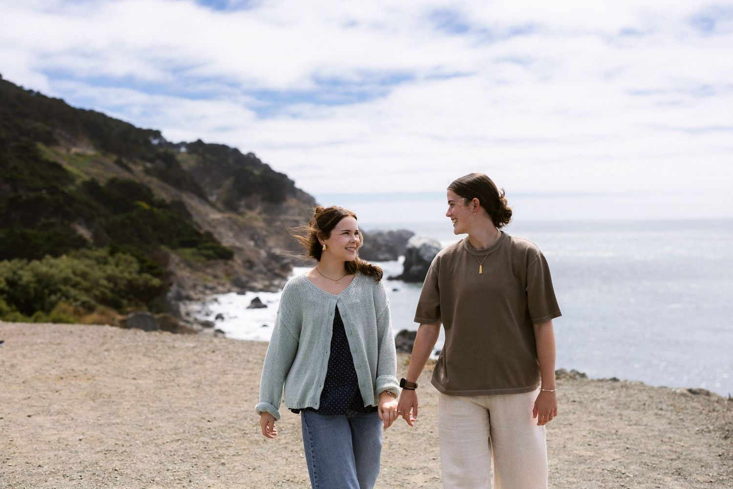 Same-sex engagement photos at Lands End San Francisco