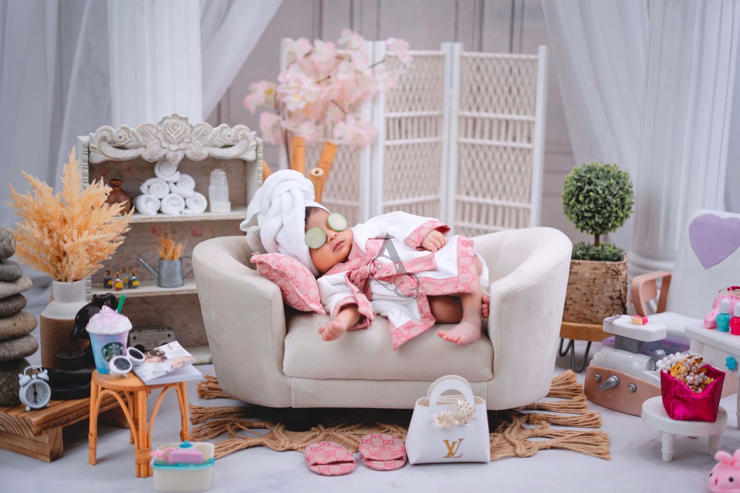 A cozy living room decorated for Valentine's Day with heart pillows, pink accents, and romantic decor.