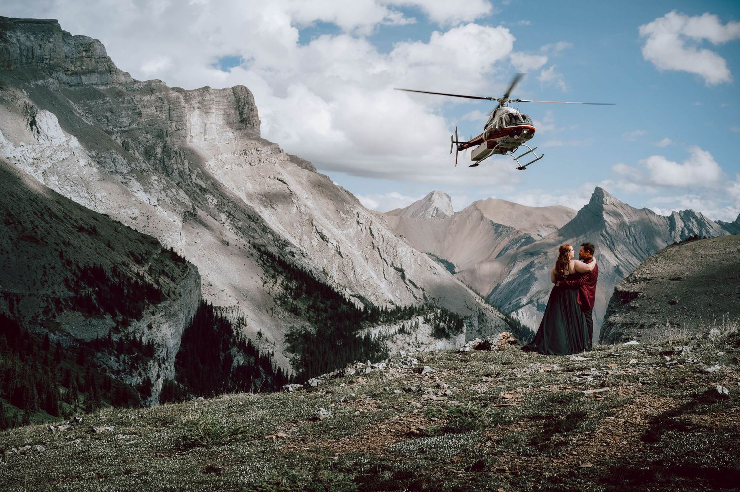 Wedding Photography - Couples Intimates on North Bowl of Mount  Charles Stewart in Canmore, Alberta.
