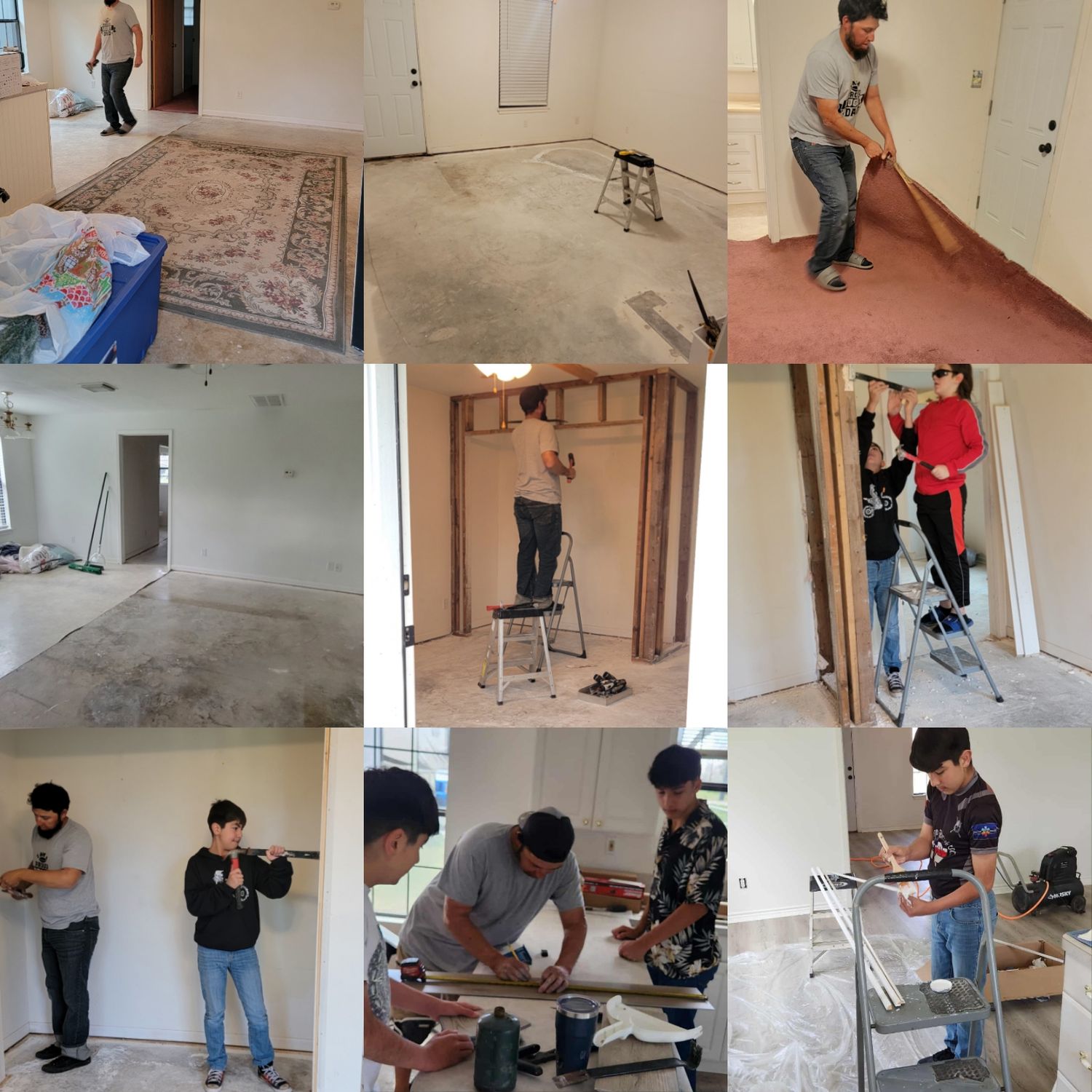 Fixing up my new studio with the help of my husband and sons. Includes new flooring, paint and tearing down a wall.