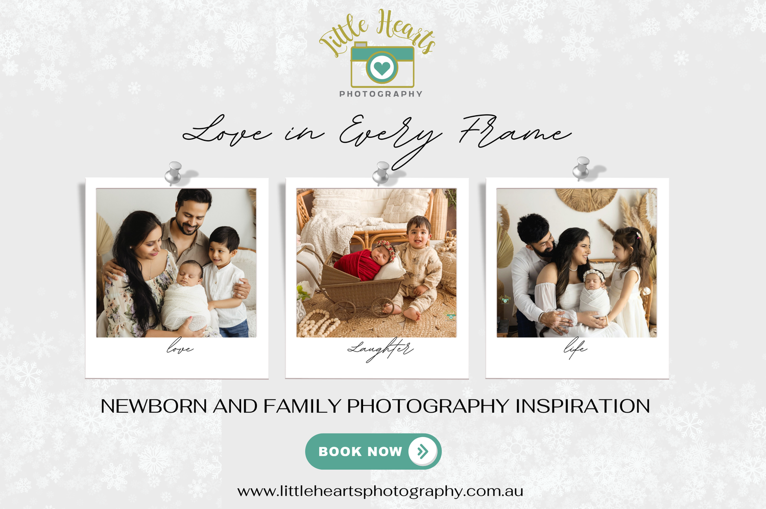 Vintage style photography banner showing camera logo and film strip for creative seasonal photoshoots in Sydney.