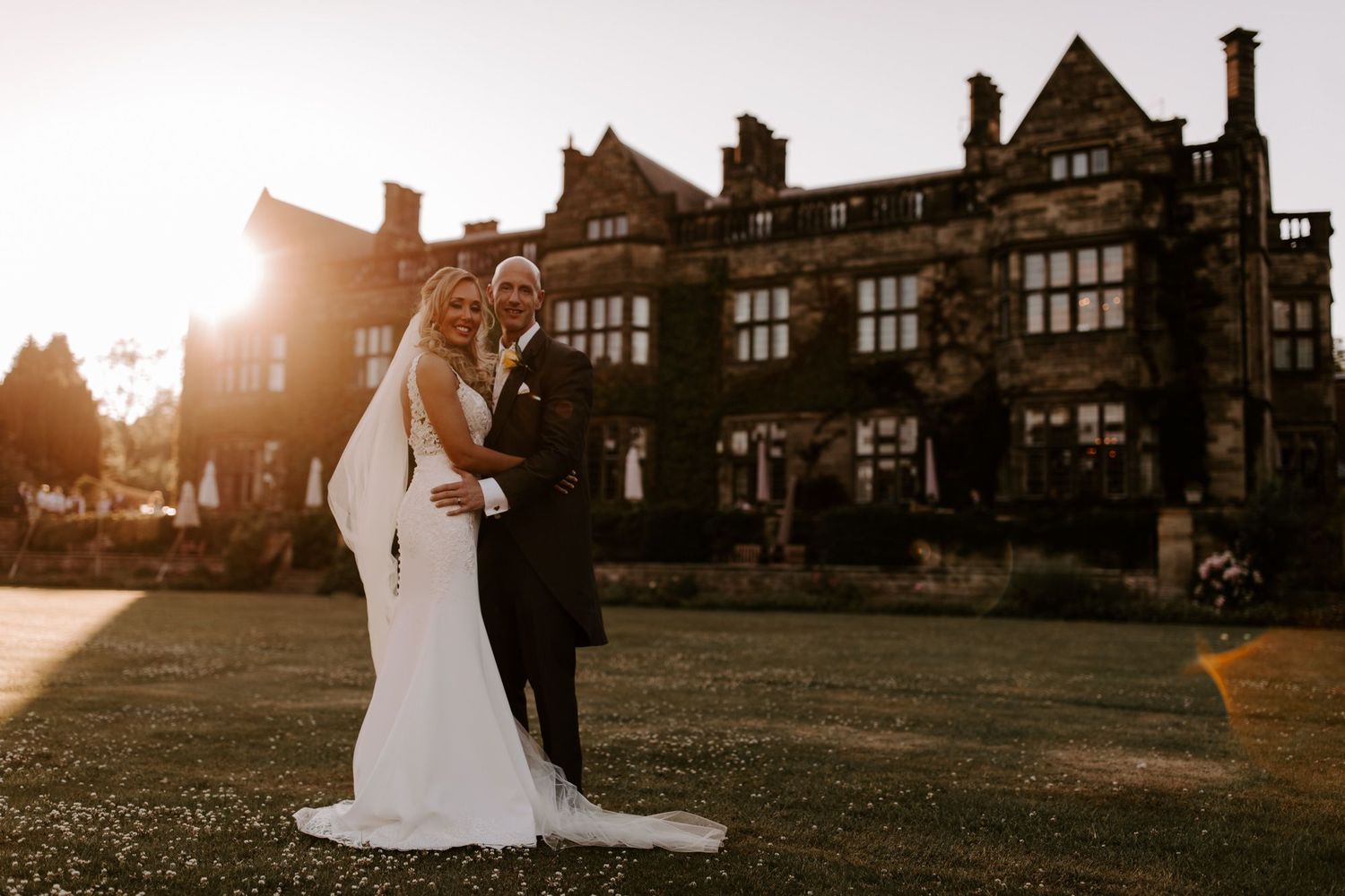 Gisborough Hall wedding, couple at sunset, Teesside