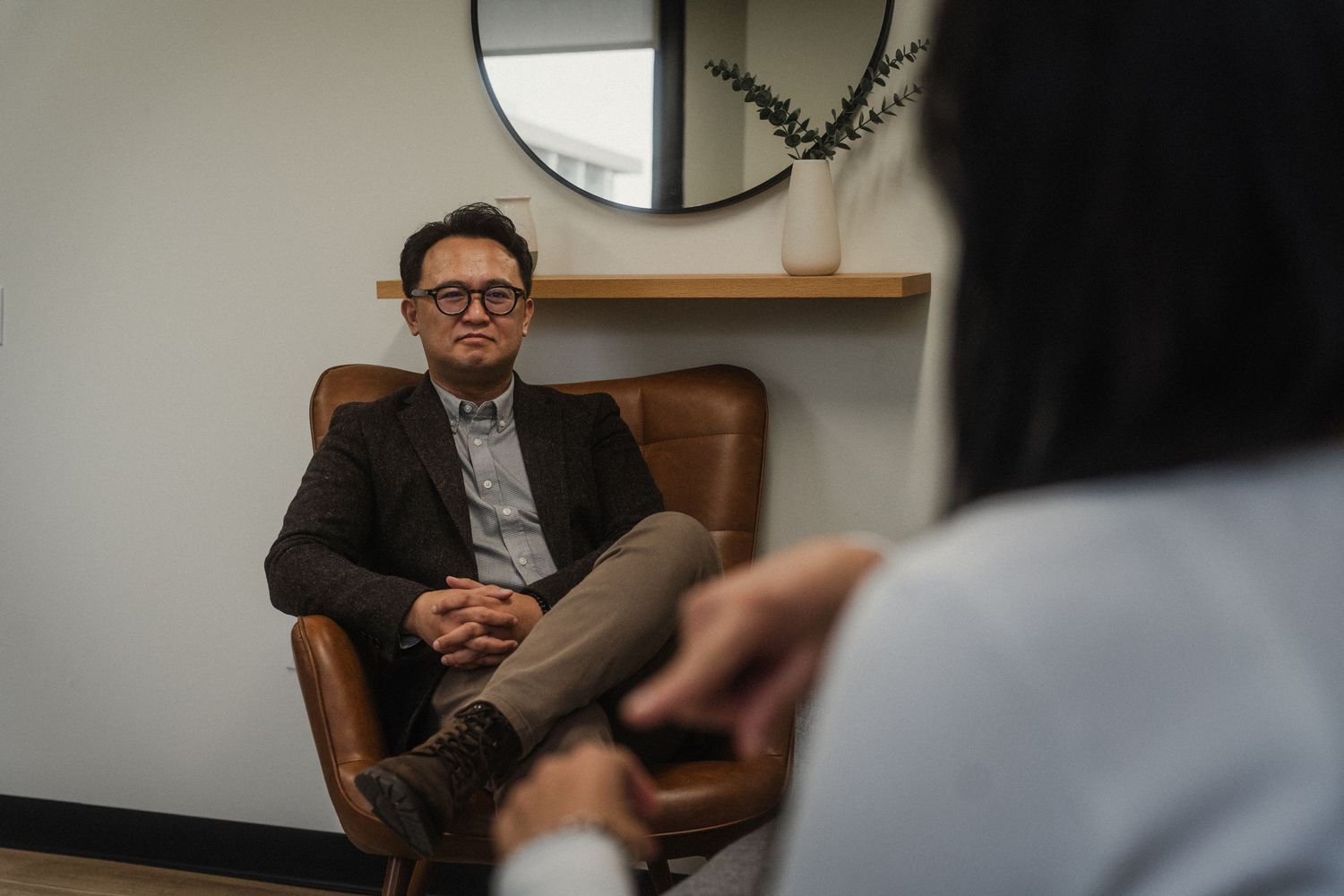 Therapist personal branding photography session in Pasadena office