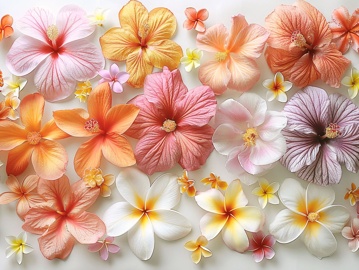 a variety of many Hawaiian flower blooms