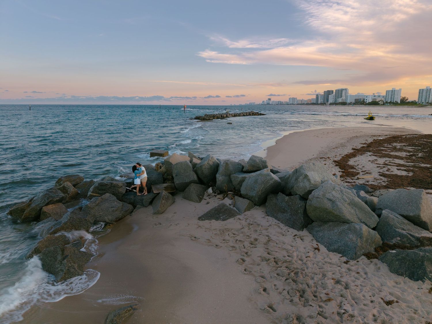 Engagement shoot at Pompano Beach Lighthouse picture taken by drone
