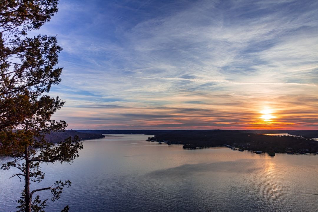 Bluff overlook at sunset on lake of the ozarks