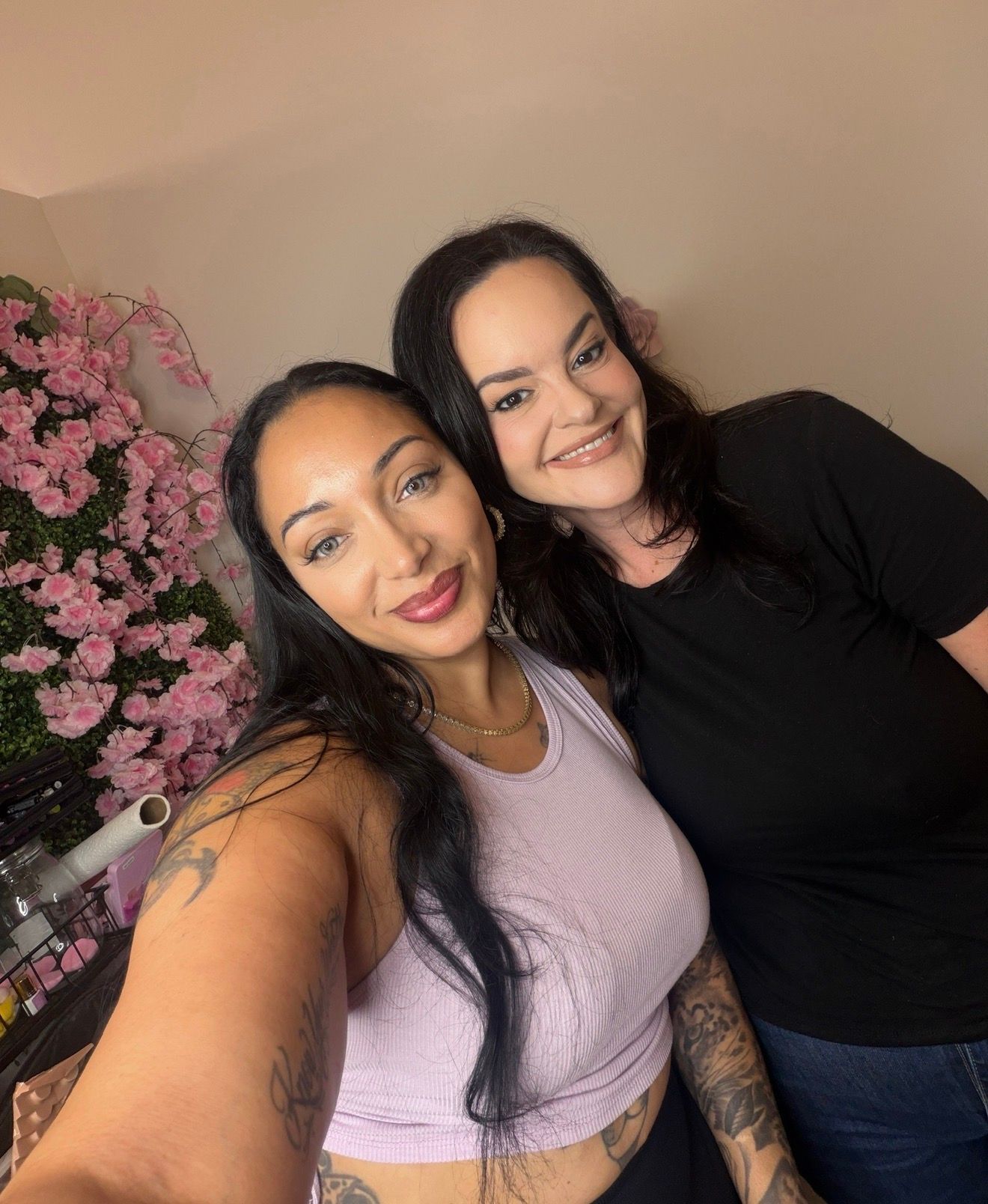 Professional makeup artist Kay Alvarez with a satisfied makeup client after a soft glam makeup appointment in Orlando, Florida.