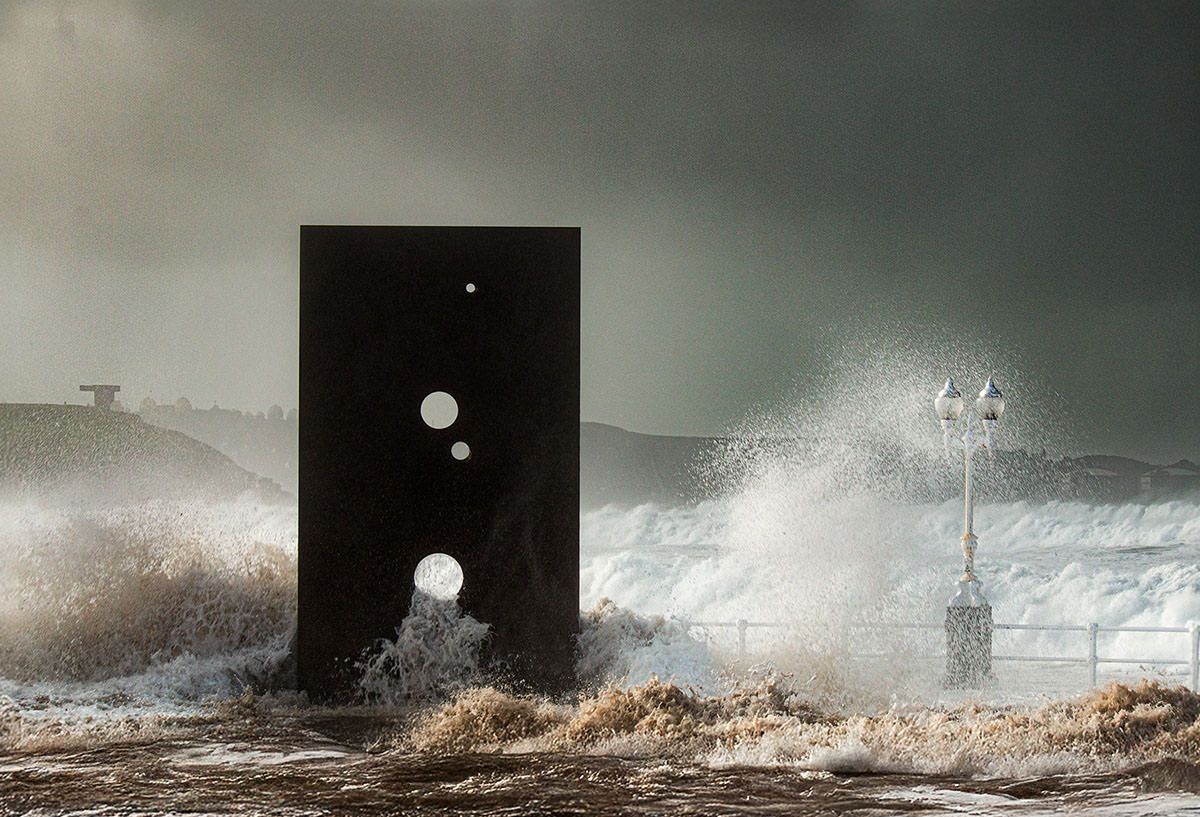 Fuerte oleaje en Gijón durante un temporal, fotografía documental del litoral asturiano