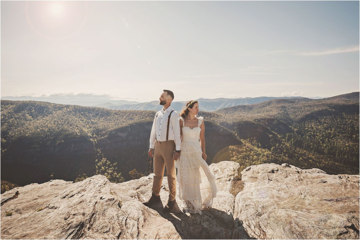 Wedding Couple on top of Mountain at The Chimneys