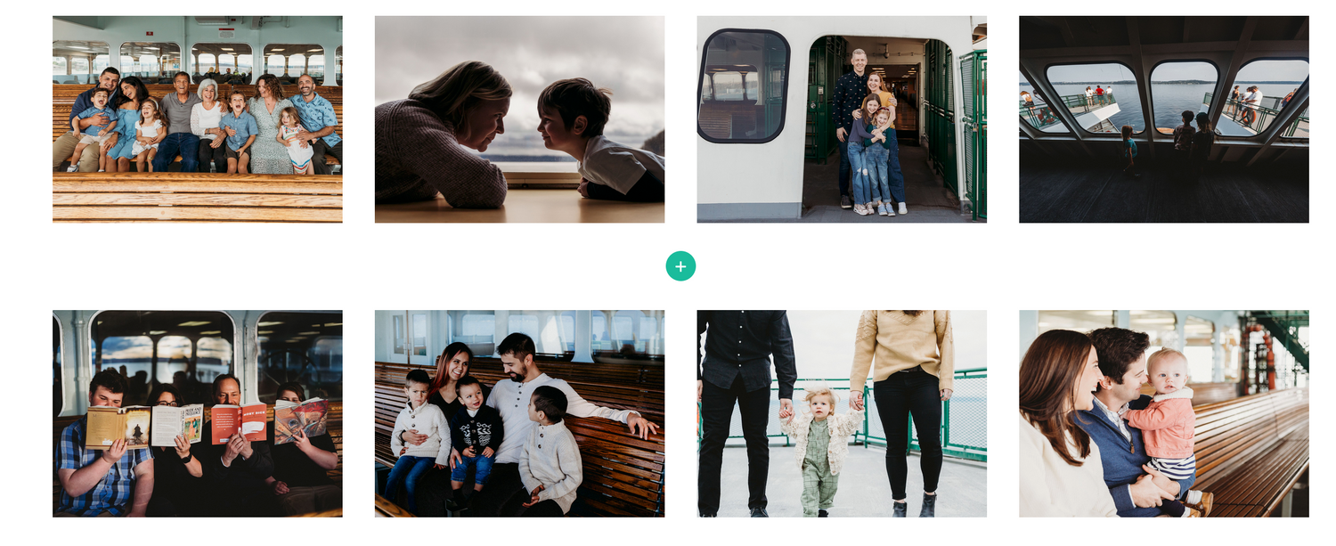 Collection of candid ferry passenger photos showing various moments of travel and connection.