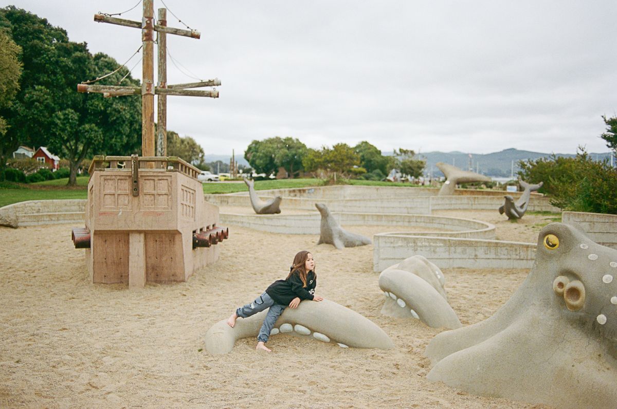 A sequence of shots showing a skateboarder practicing tricks in a concrete park.
