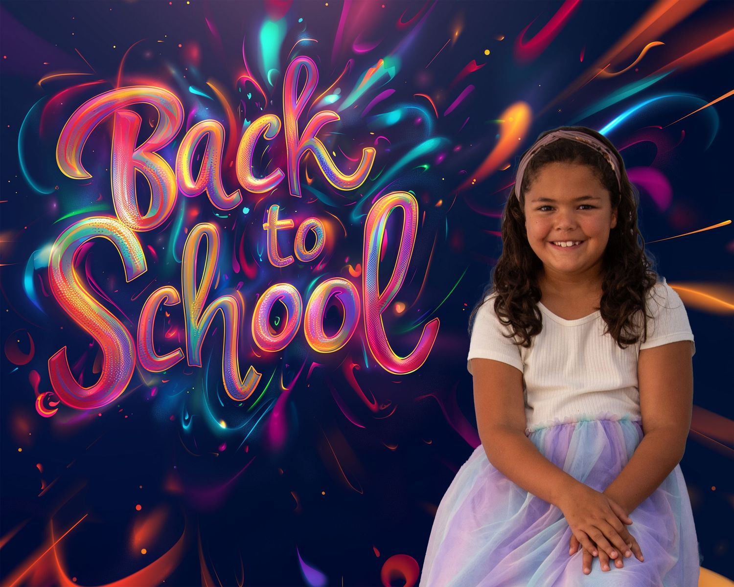 Collage of images with colorful neon text effects and text designs in purple and pink hues against dark backgrounds.