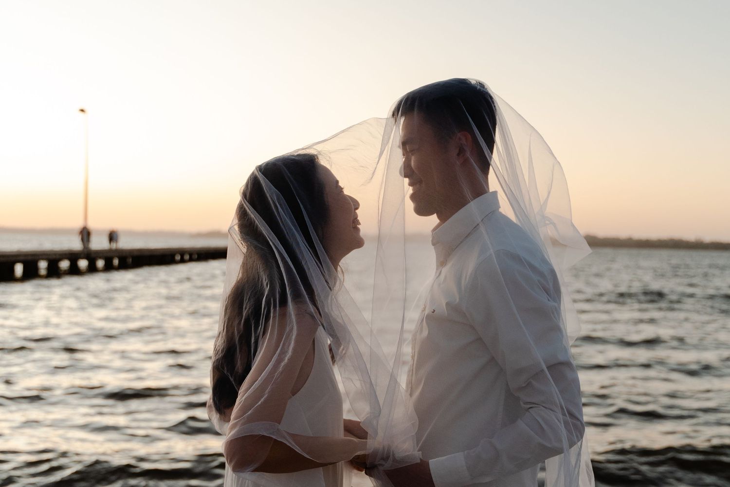Engagement photo at Como Jetty, Perth WA taken by REATASY