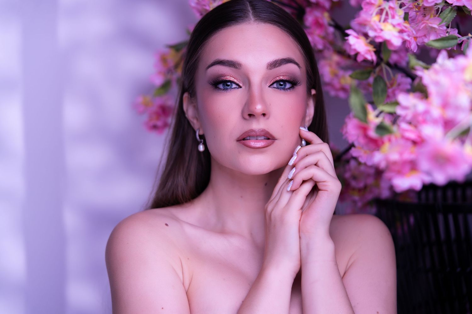 Soft glam makeup by Kay Alvarez Makeup featuring radiant skin and neutral eyes for a bridal client in Orlando, Florida.