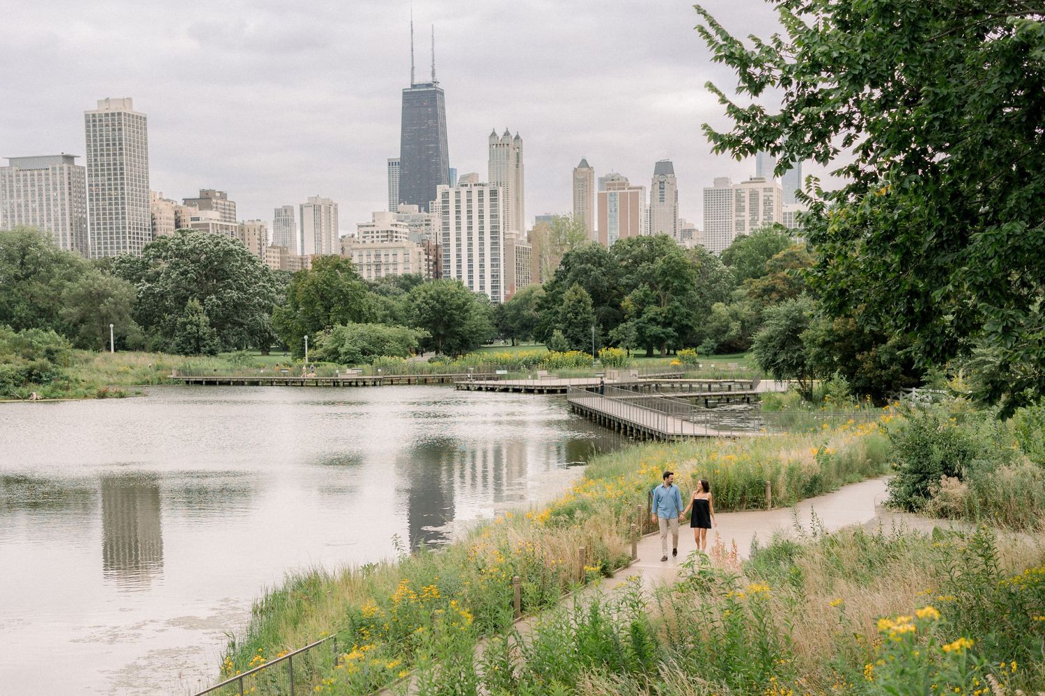 Lincoln Park surprise proposal captured by a Chicago proposal photographer along the nature boardwalk