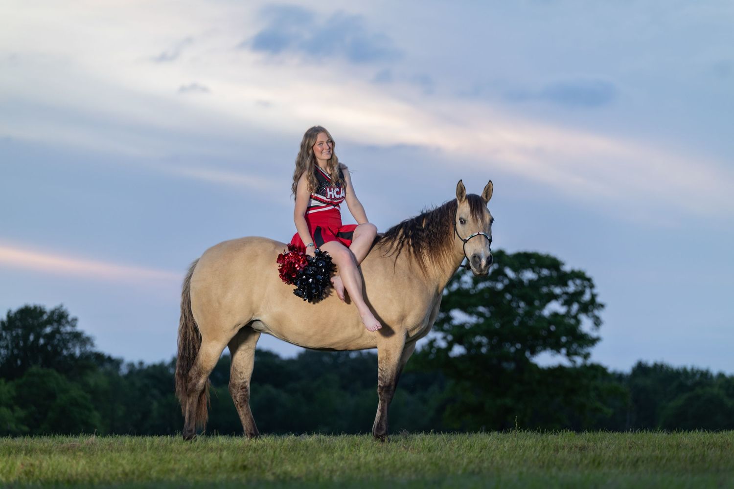 high school cheerleader senior portraits with horses