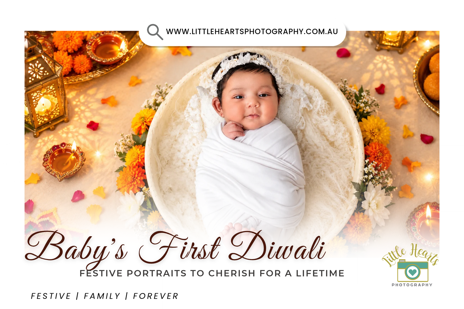 Vintage-style photography banner showing camera logo and film strip for creative seasonal photoshoots in Sydney.