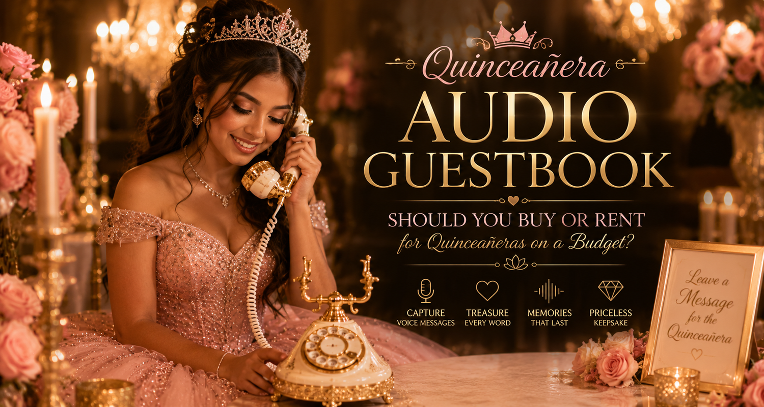 Quinceañera audio guestbook ideas for families comparing rental costs, buying options and smart ways to save money on a Quinceañera