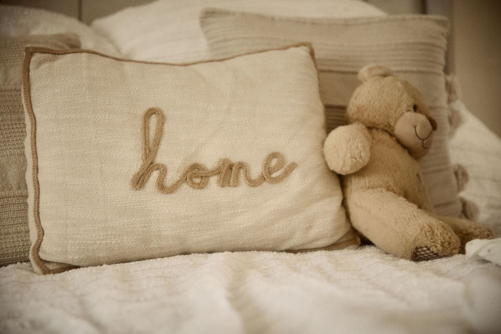 pillow and teddy bear