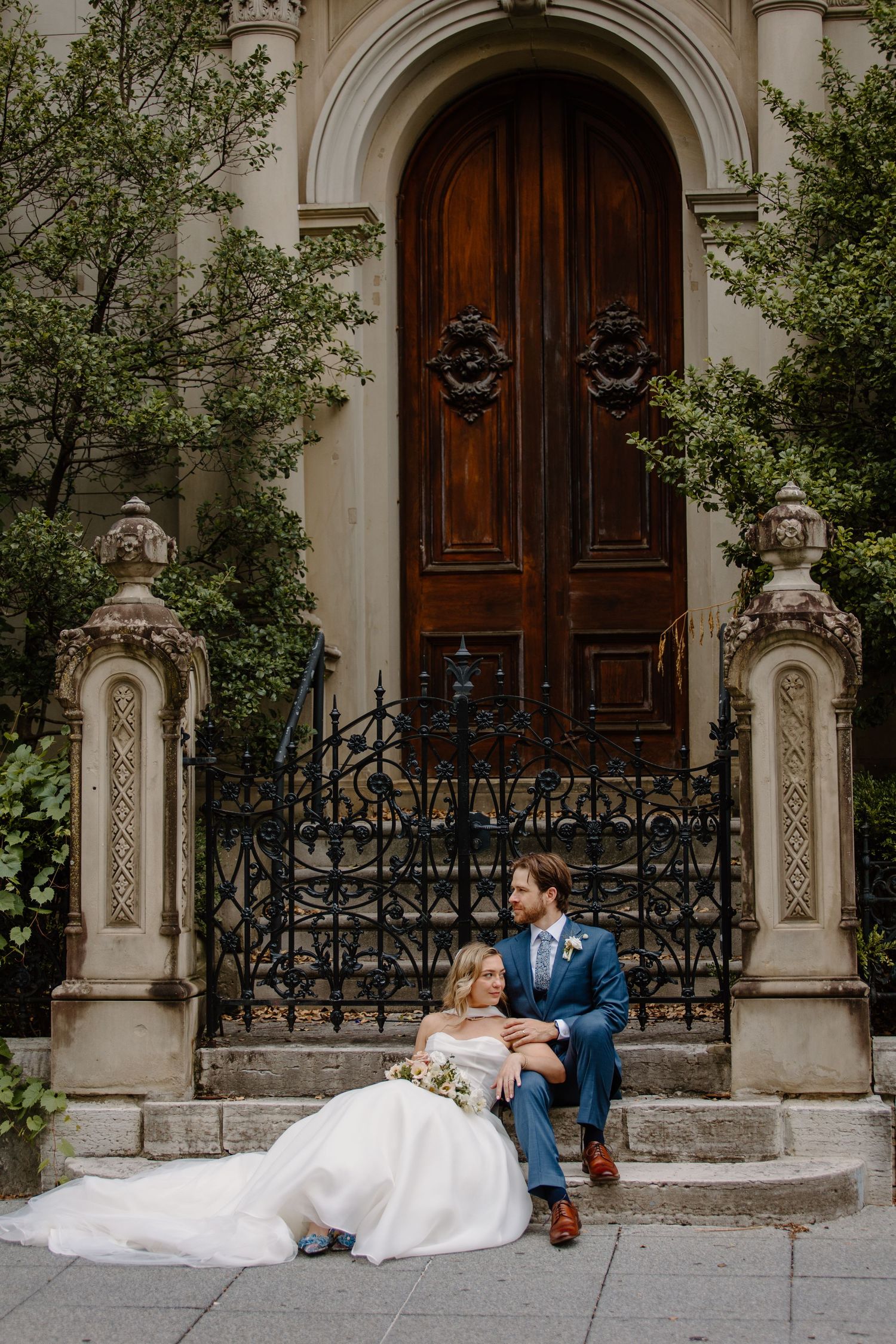 Bride and groom sharing a quiet moment together during their wedding day in Cincinnati, Ohio, photographed by K Herman Photography.