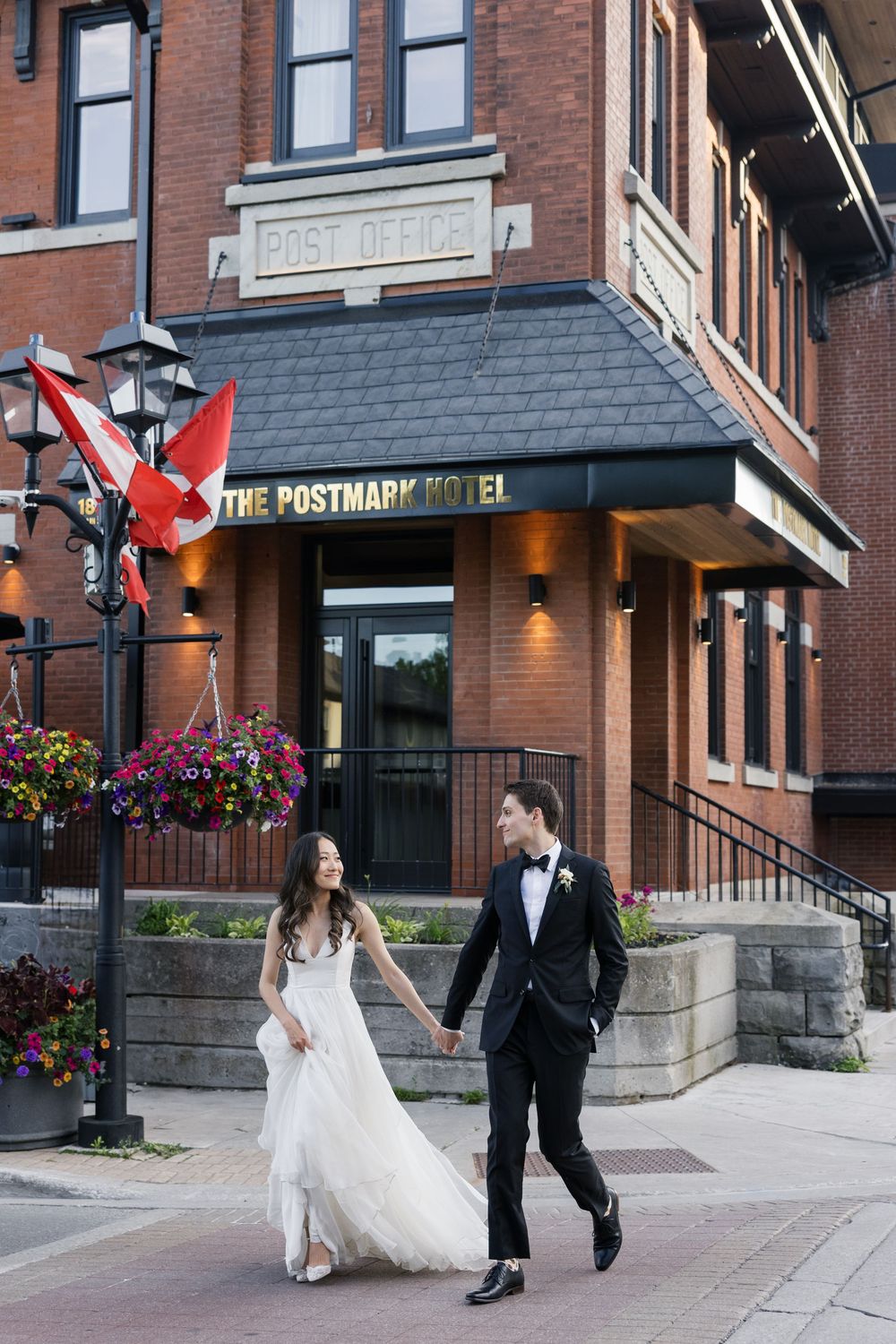 Elegant outdoor wedding couple sharing tender moments across multiple frames in black and white photography. Postmark Hotel Wedding Photo