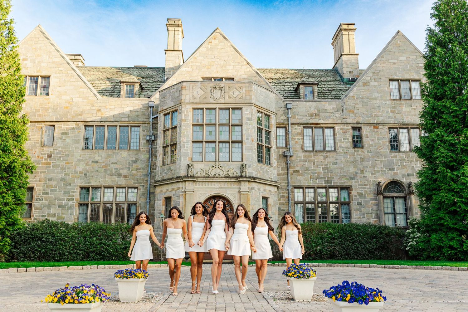 Fairfield University Graduation Photos Bellarmine Hall Stag Statue Fairfield Sign SeaGrape Senior Phots FairfieldGrads Group Friend Photos