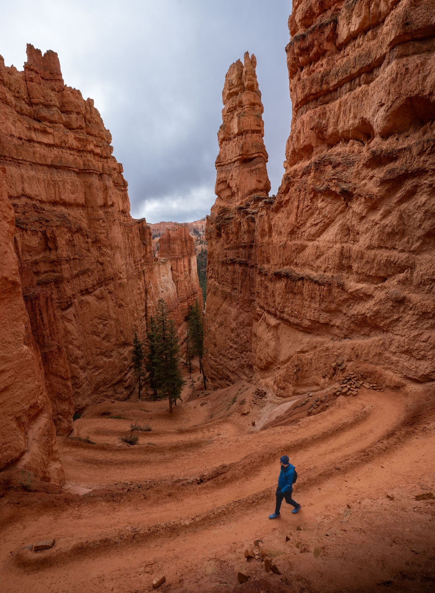 A long hiker on a trail in Bryce Canyon National Park.