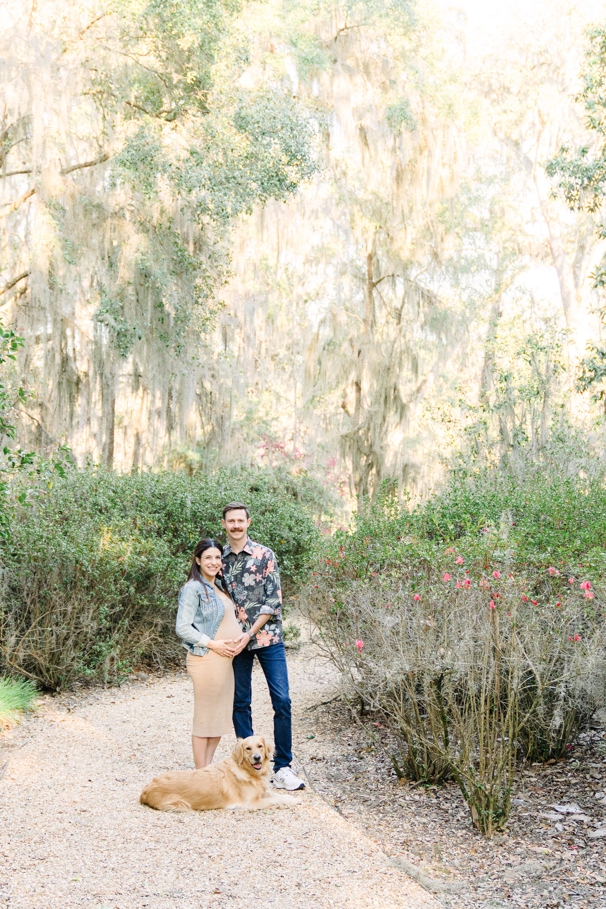 Deidra and Ryan's maternity session at Wesley Gardens on St. Simons Island with Lindy Rebro Photo in the Spring with Azaleas